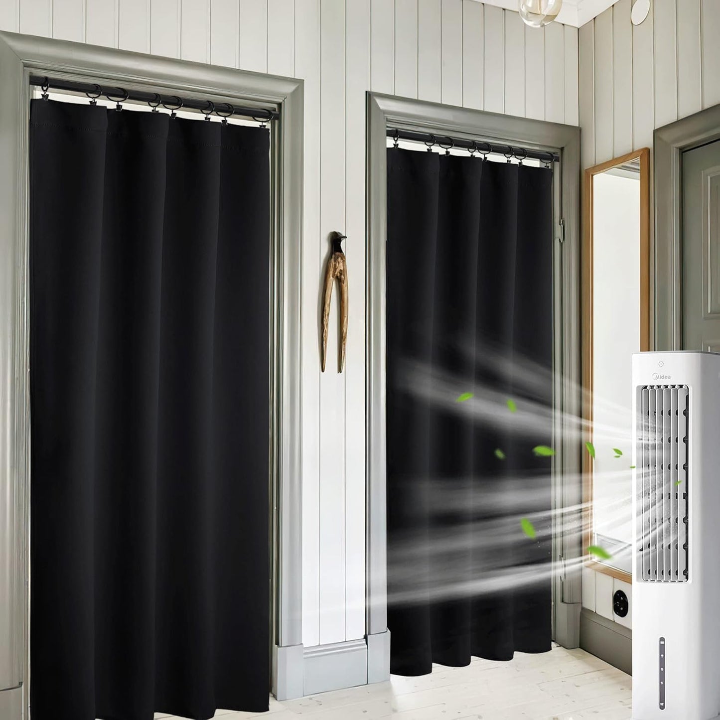 RYB HOME Blackout Curtains for Living Room, Large Window Shades for Bay Window Dining Parlor Bedroom Patio Door, Wide 62 x Long 72 inches, Black, 2 Panels