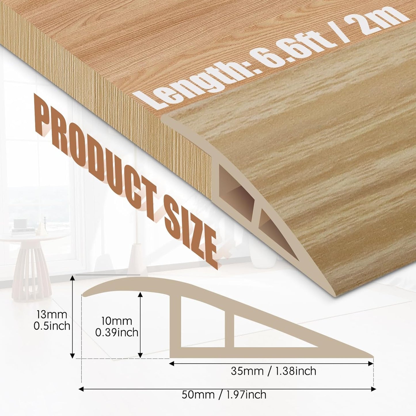 Floor Transition Strip Door Threshold 79" Floor Transition Reducer Trim on The Edges Threshold Strip Self Adhesive Suitable for Doorways, Tiles, Carpet