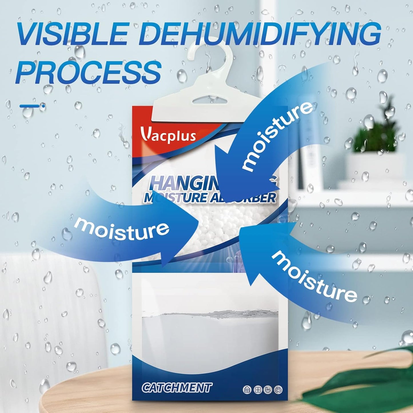 Vacplus Moisture Absorbers Packets, Fragrance Free 15 Pack, Humidity Packs, Dessicant Packets, Hanging Closet Dehumidifier Bags, Odor Eliminator for Bathroom 9.8OZ