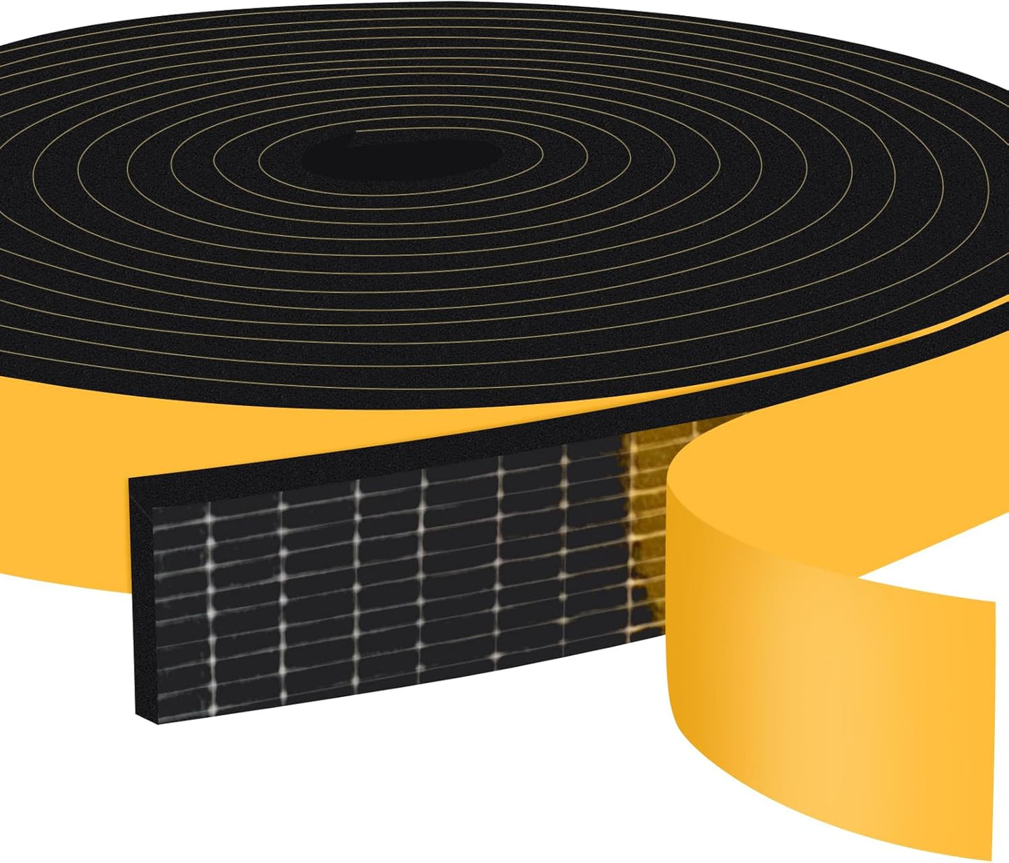 Weather Stripping Self Adhesive 1 in x 1/4 in, Weatherproof Foam Insulation Tapes Soundproof, High Density Seal Strips for Door Window, Easy Cut to Size, 2 Rolls Total 33Ft