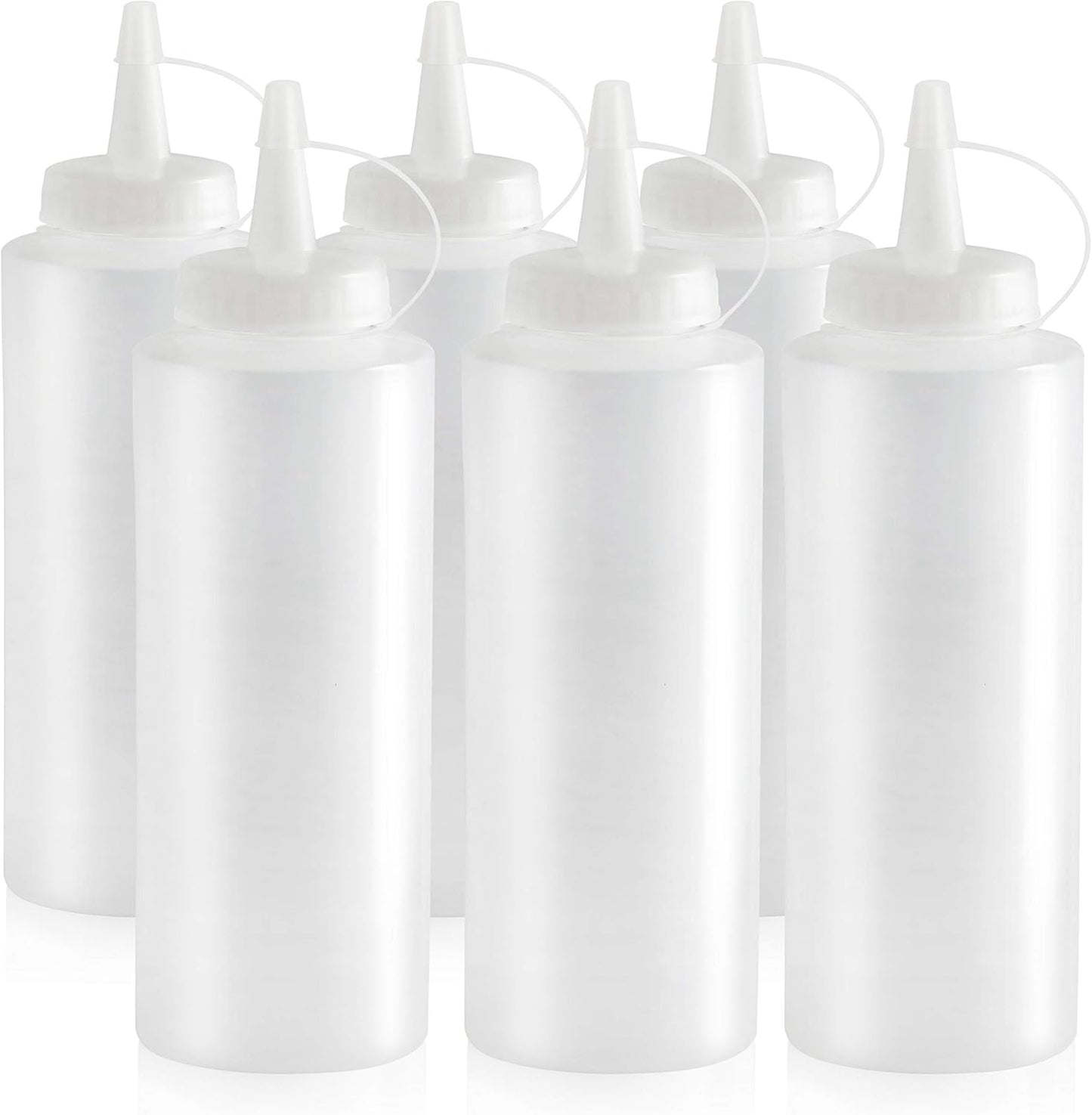 New Star Restaurant Quality Plastic Squeeze Bottle, 12-Ounce, Set of 6, Clear