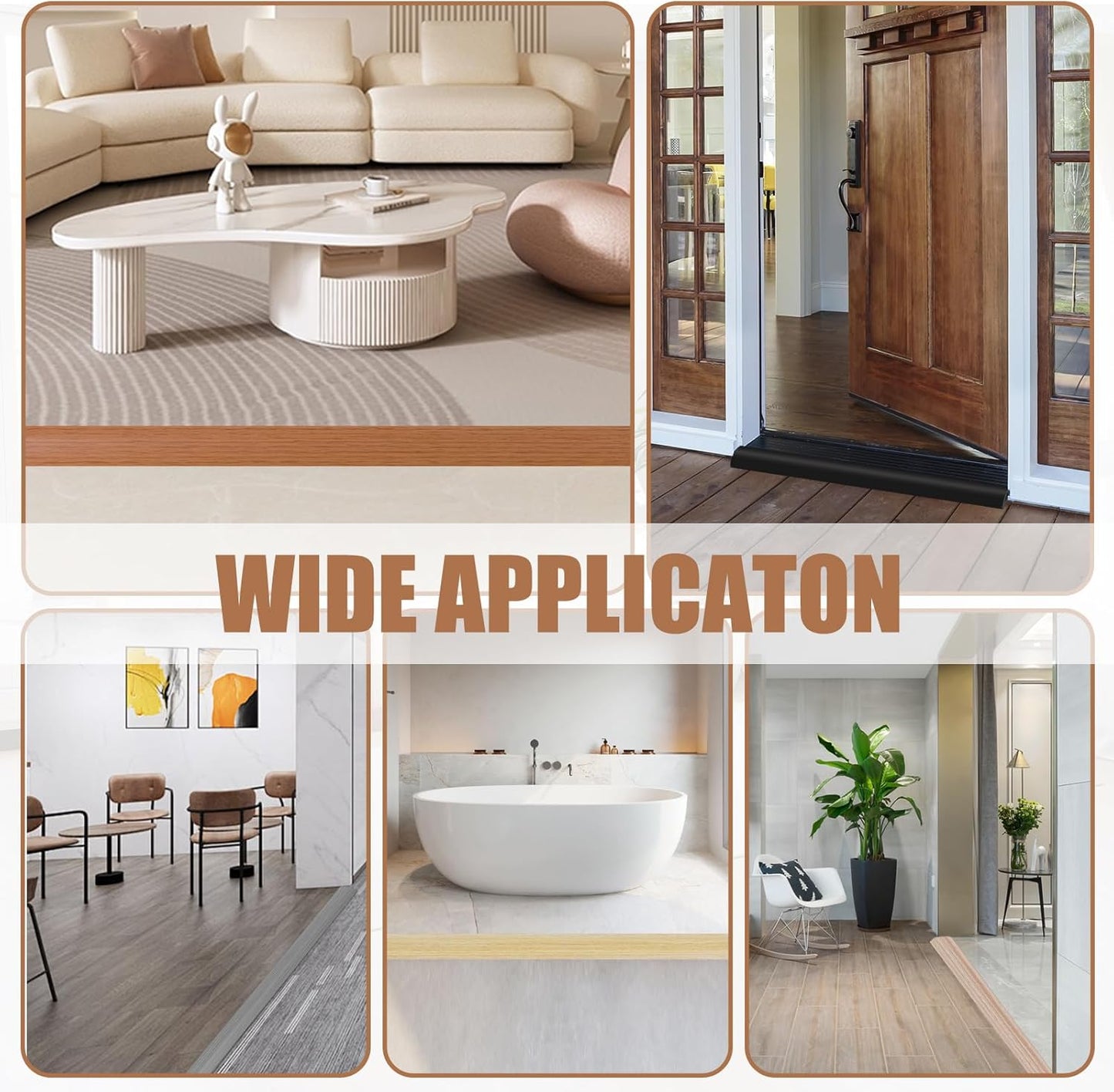 Floor Transition Strip Door Threshold 39" Floor Transition Reducer Trim on The Edges Threshold Strip Self Adhesive Suitable for Doorways, Tiles, Carpet