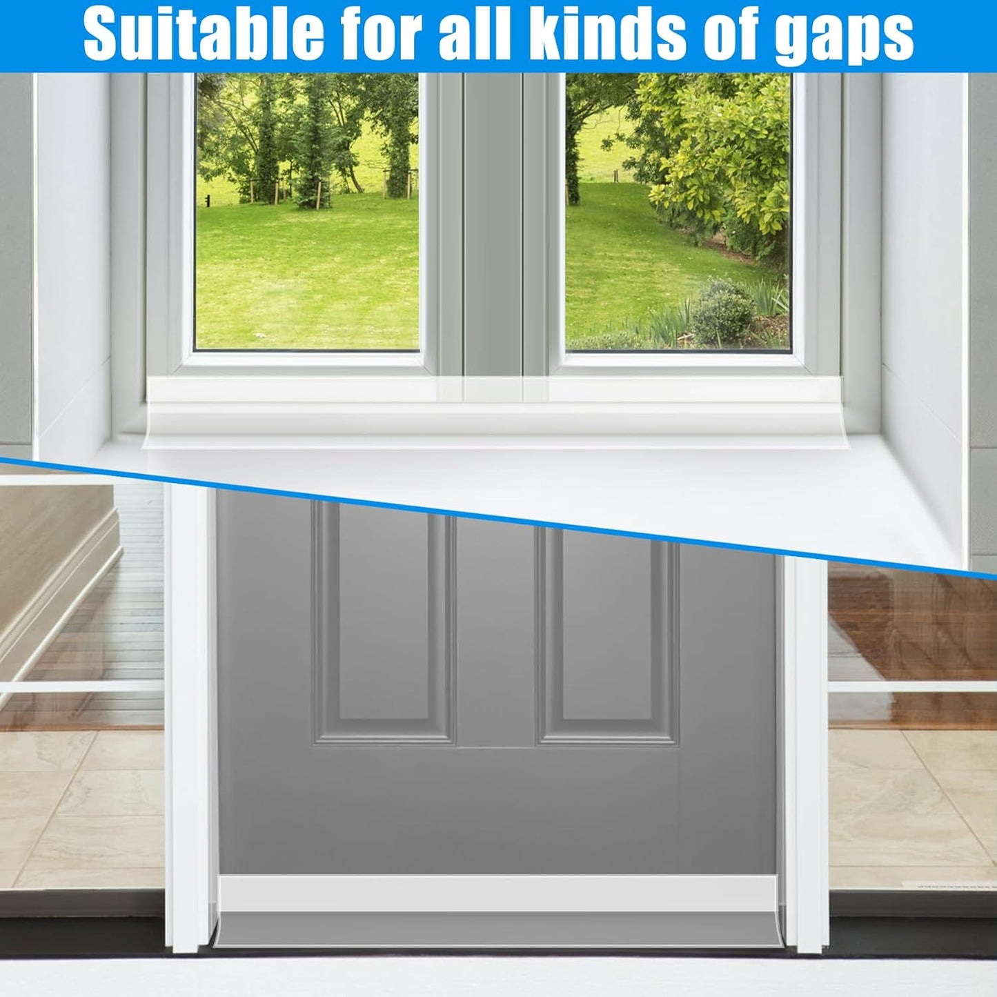 Draft Seal Tape for Doors and Windows 2 in x 40 Ft Silicone Weather Stripping Extra Thick 2mm Door Seal Strip with Strong Adhesive Draft Insulation Stopper Side Seal - Clear