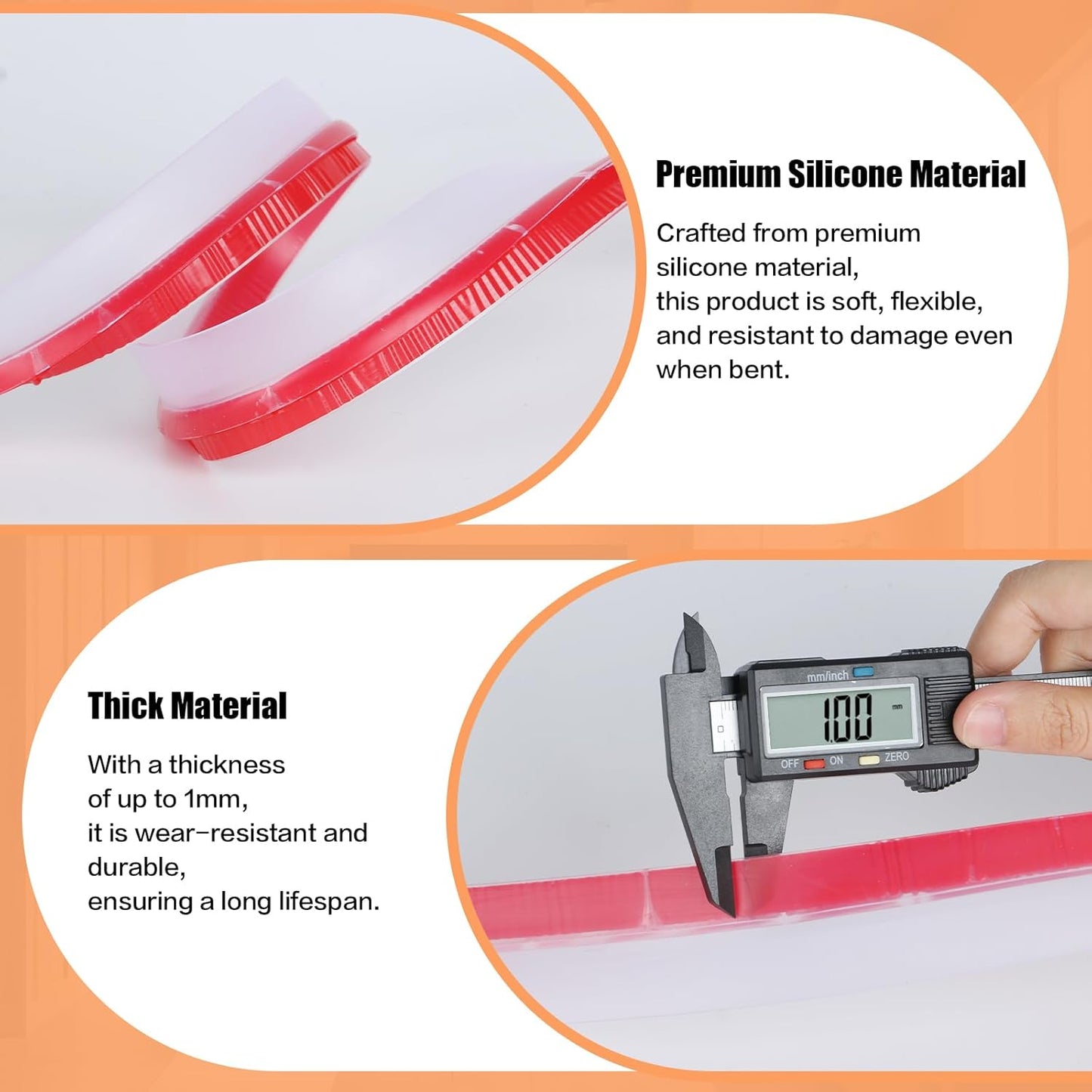 Orghtin T-Shaped Silicone Seal Strip, Clear Sealer Weather Stripping, 40Ft Door Draft Stopper