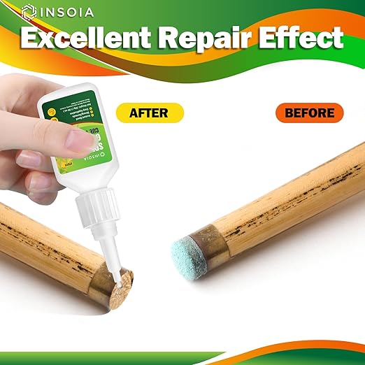 Pool Cue Tip Glue, 30g Clear Billiard Cue Adhesive for Pool Stick Repair & Tip Replacement, Heavy Duty Super Adhesive for Snooker Cue, Pool Cue Accessories - No Tip Clamp Needed