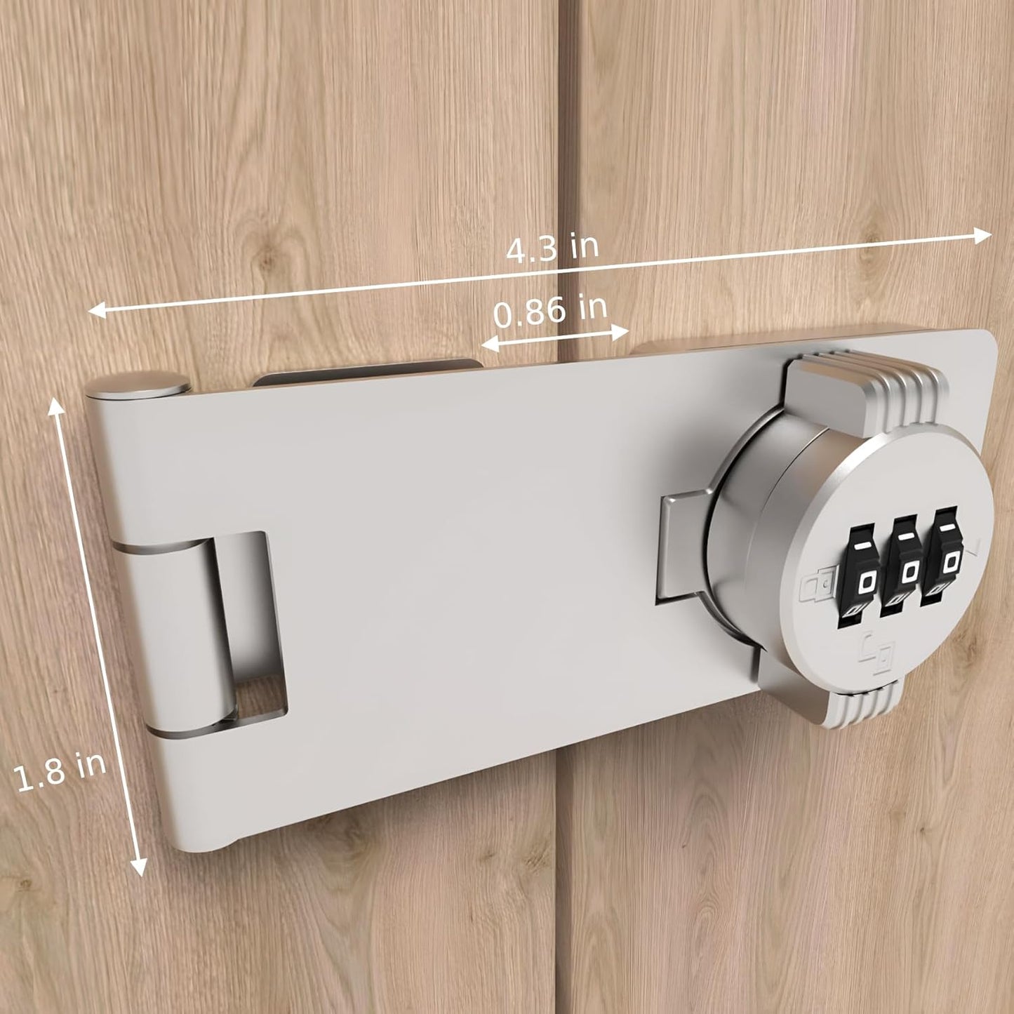 Keyless Combination Lock – 3-Digit Combination Lock for Cabinet Doors – Twist Knob Hasp Latch Lock with Password Code – Zinc Alloy Cabinet Door Latch for Kitchen Drawers, Cabinets, Cupboard (Silver)