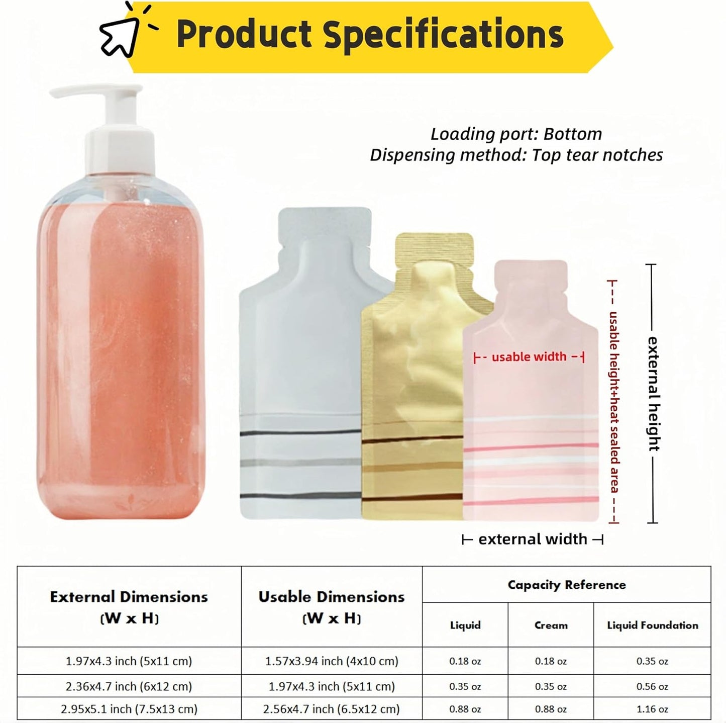 100 Pack 1.97x4.3 inch Heat Seal Sample Mylar Packets for Portable Travel Toiletries Empty Disposable Liquid Shampoo Pouch Single Serving Coffee Powder Condiments Food Storage (White)