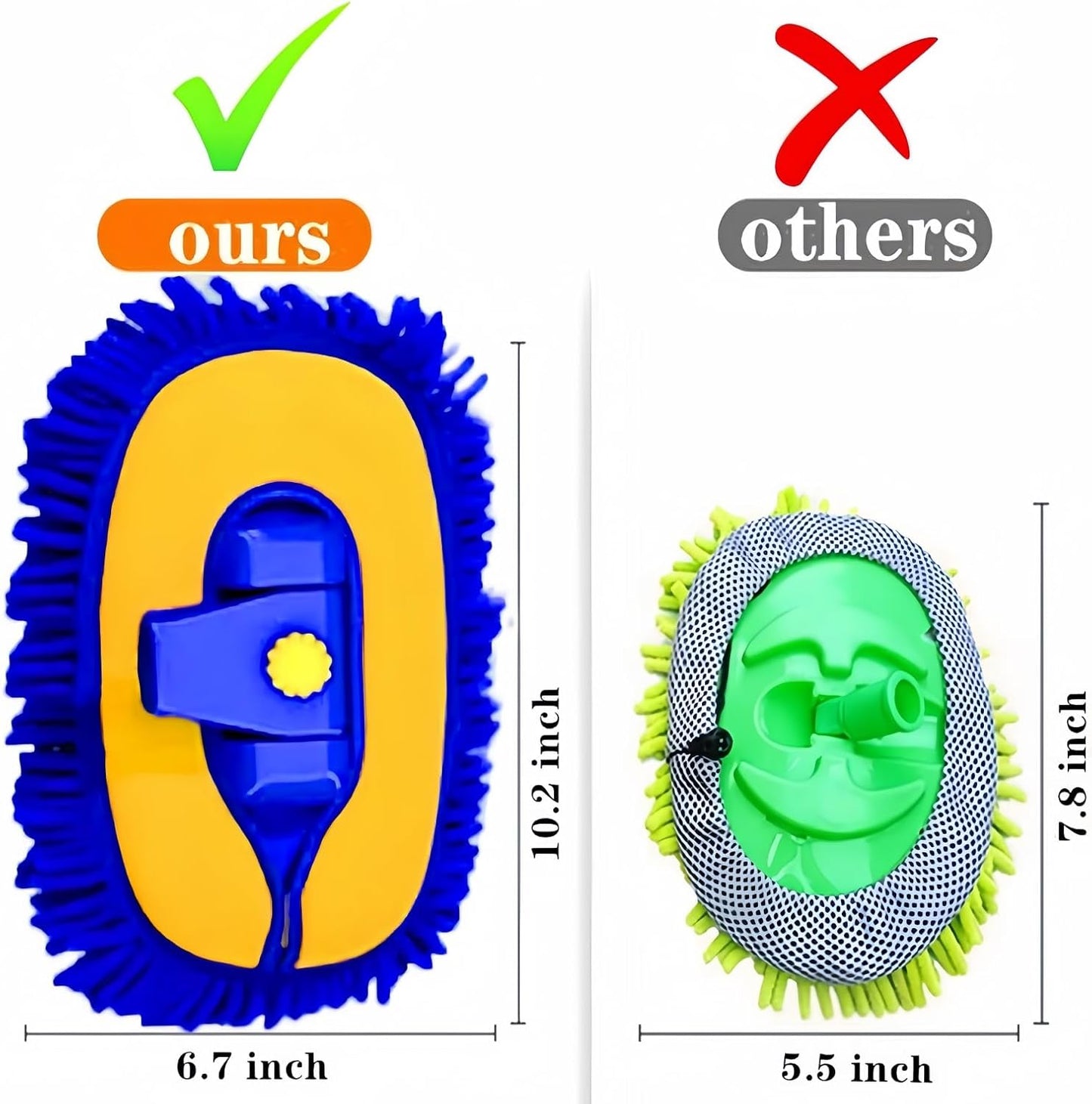 Car Wash Brush With Long Handle, Chenille Microfiber Mop Mitt, 1 Replacement Head, Wheel Brush Extension Pole, Cleaning Kit With Towels for Cars Trucks 5PCS