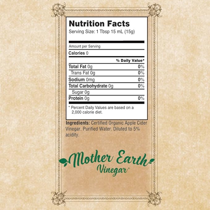 Mother Earth, Organic Apple Cider Vinegar with The Mother, Fresh Pressed Organic Apples, OACV, ACV, Raw, Unpasteurized, Unfiltered (1/32oz Glass Bottle)