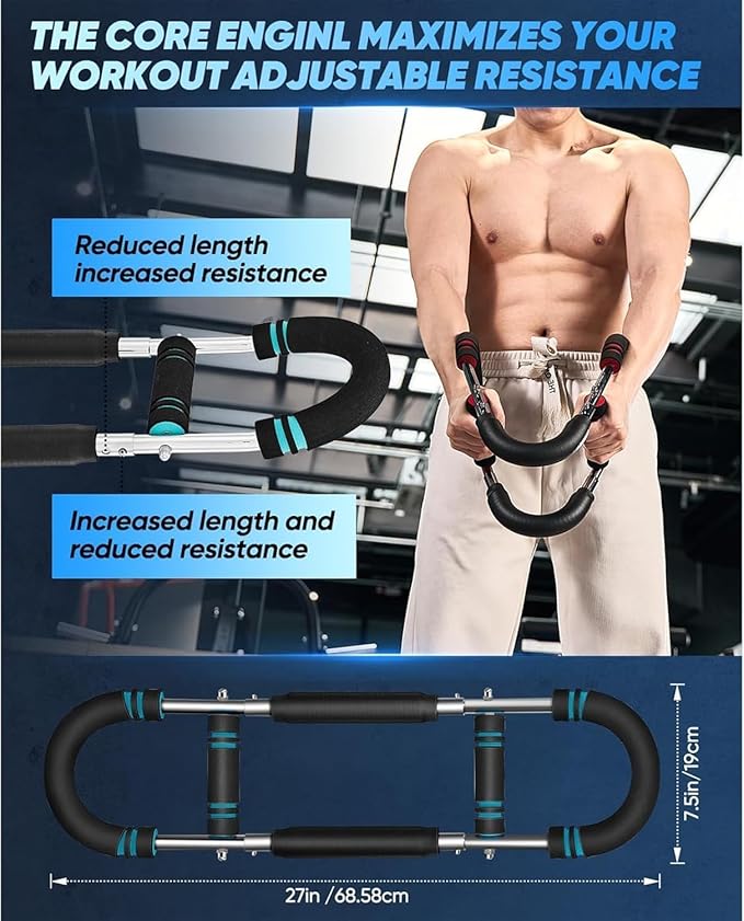 Twister Arm Trainer, 40-100lb Adjustable Chest Workout Equipment Power Twist Arm Trainer, Forearm Strengthener, Portable Spring Resistance for Home Fitness