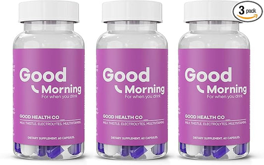 Good Morning Hangover Pills [3-Pack Kit] | Drinking Relief + Liver Support with Milk Thistle + DHM. Prevent Dehydration with Electrolytes for Better Mornings.