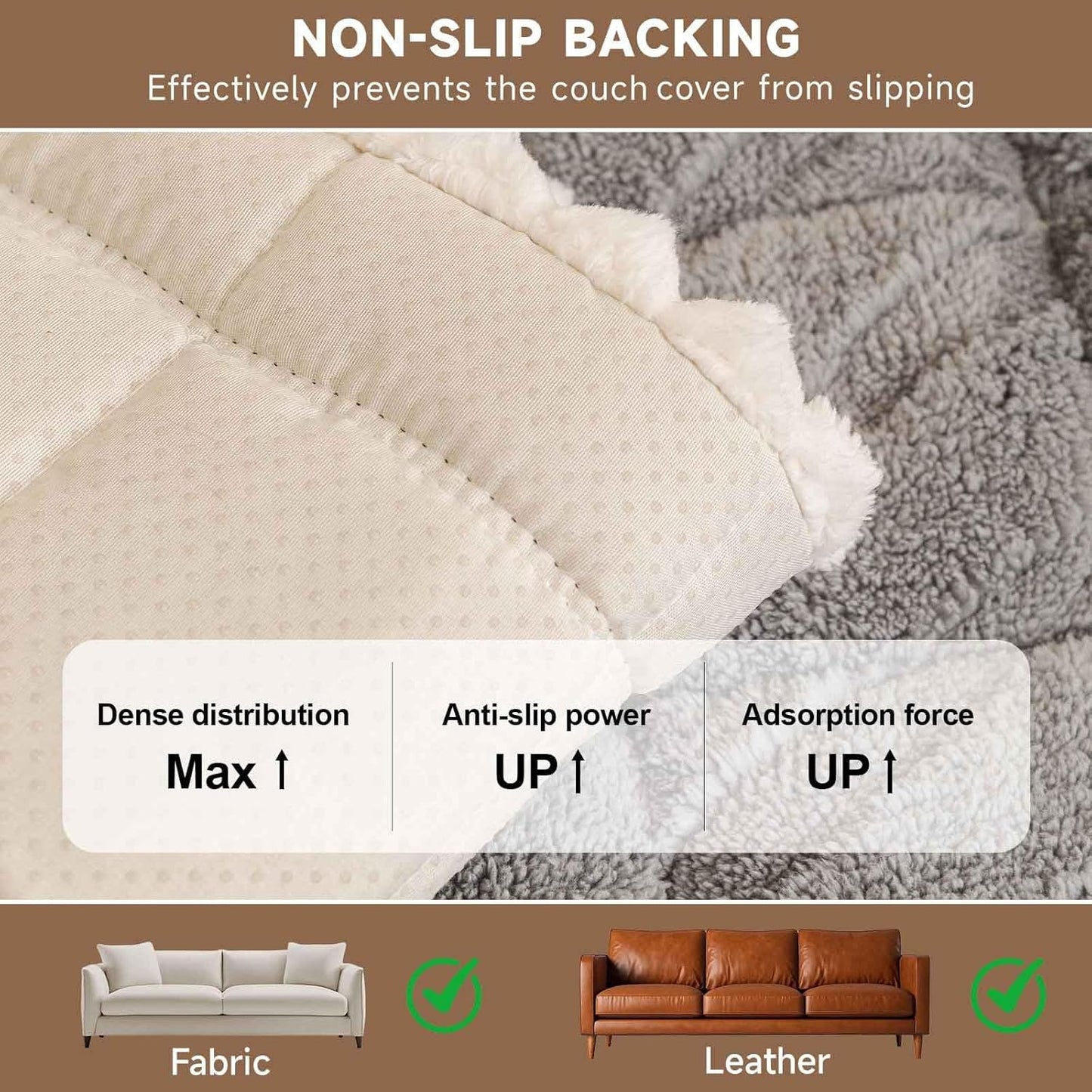 OTOB Couch Cover for Dogs Washable Pet Friendly, Non Slip Plush Funny Fuzzy Loveseat Sofa Cushion Slipcovers, All Seasons Geometric Jacquard Soft & Cozy Pet Bed Mat Protector (Gray, 27.6" x 47.2")