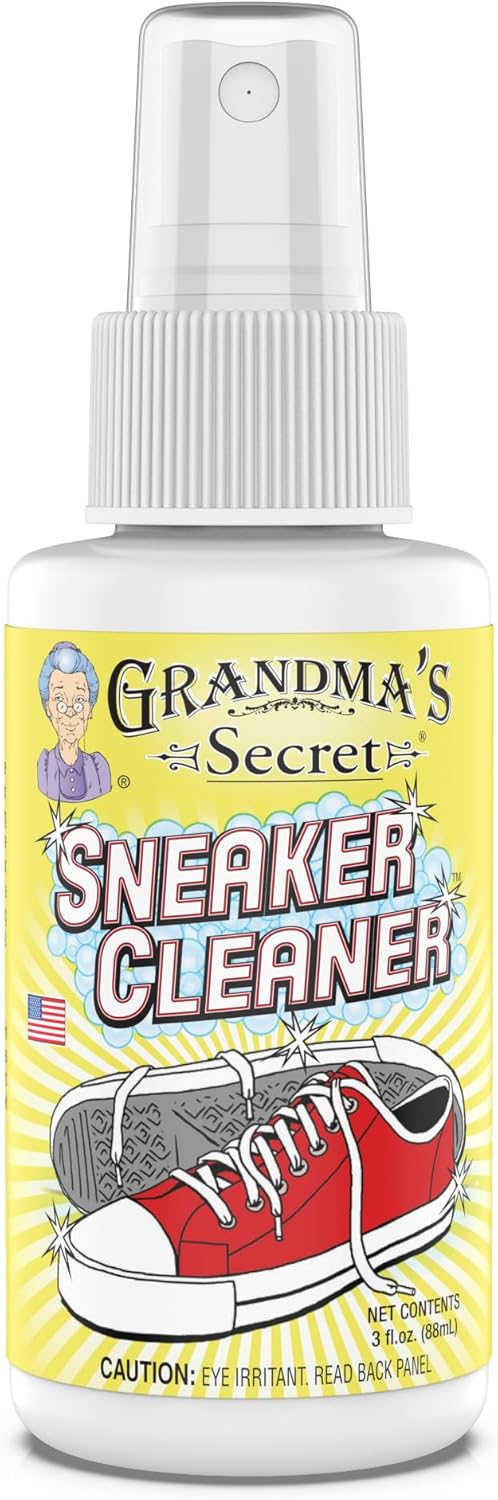 Grandma's Secret Sneaker Cleaner - Shoe Cleaner for Rubber, Canvas and Leather - Stain Remover Spray Removes Dirt, Grime and Grass - 3oz Sneakers Cleaner for Outdoor Shoes, Slippers and Moccasins