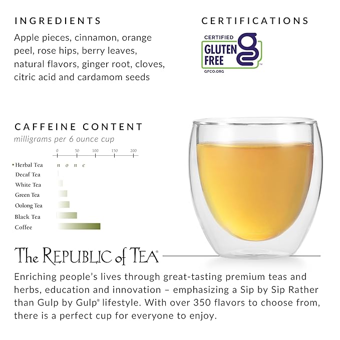 The Republic of Tea - Hot Apple Cider Tea, 36 Tea Bags, Tin | Harvest Herbal Blend | Caffeine-free
