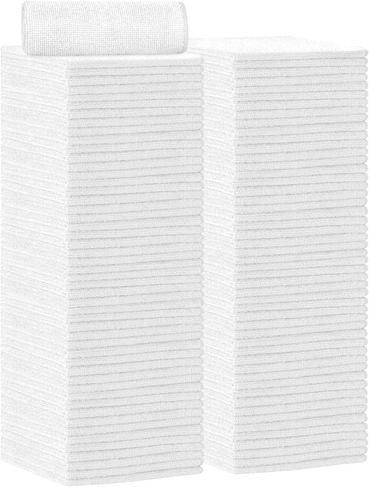 AIDEA Microfiber Cleaning Cloth 100PK, Soft Microfiber Towels for Cars, Absorbent Cleaning Rags, Lint-Free Streak-Free Wash Cloths for House, Kitchen, Window(12inx12in), White