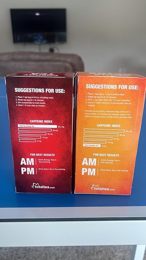 Total Tea Detox Tea & Energy Tea Set - 25 Day Detox - Herbal SIim Tea with Chamomile - Hibiscus Tea and Ginger Root for Colon Cleanse – Natural Citrus & Cinnamon Herbal Tea for Digestive Health