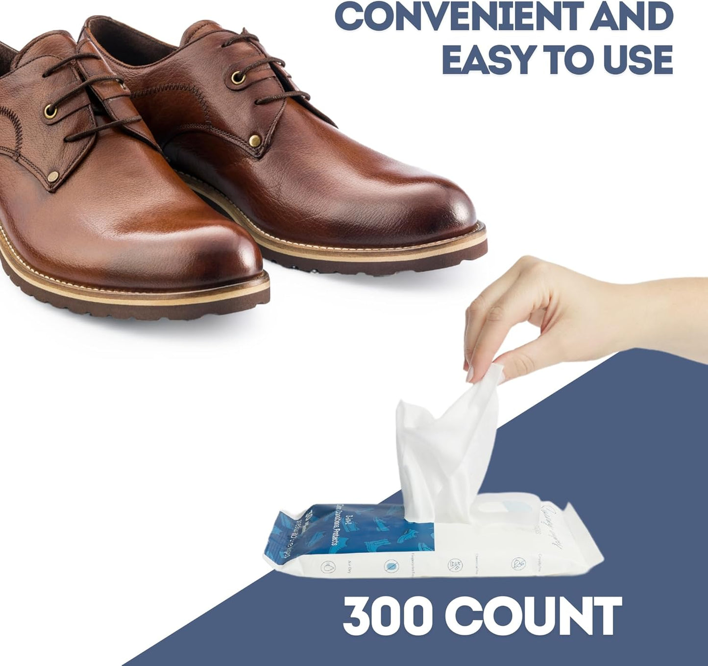 Swanky Shoe Cleaner Wipes - Leather and Sneaker Cleaner, Removes Dirt, Grime and Stains, Quick & Easy Shoe Sole and Boot Cleaning Wipes, Essential Shoe Cleaning Supplies - Soft Wipes, 300 Count