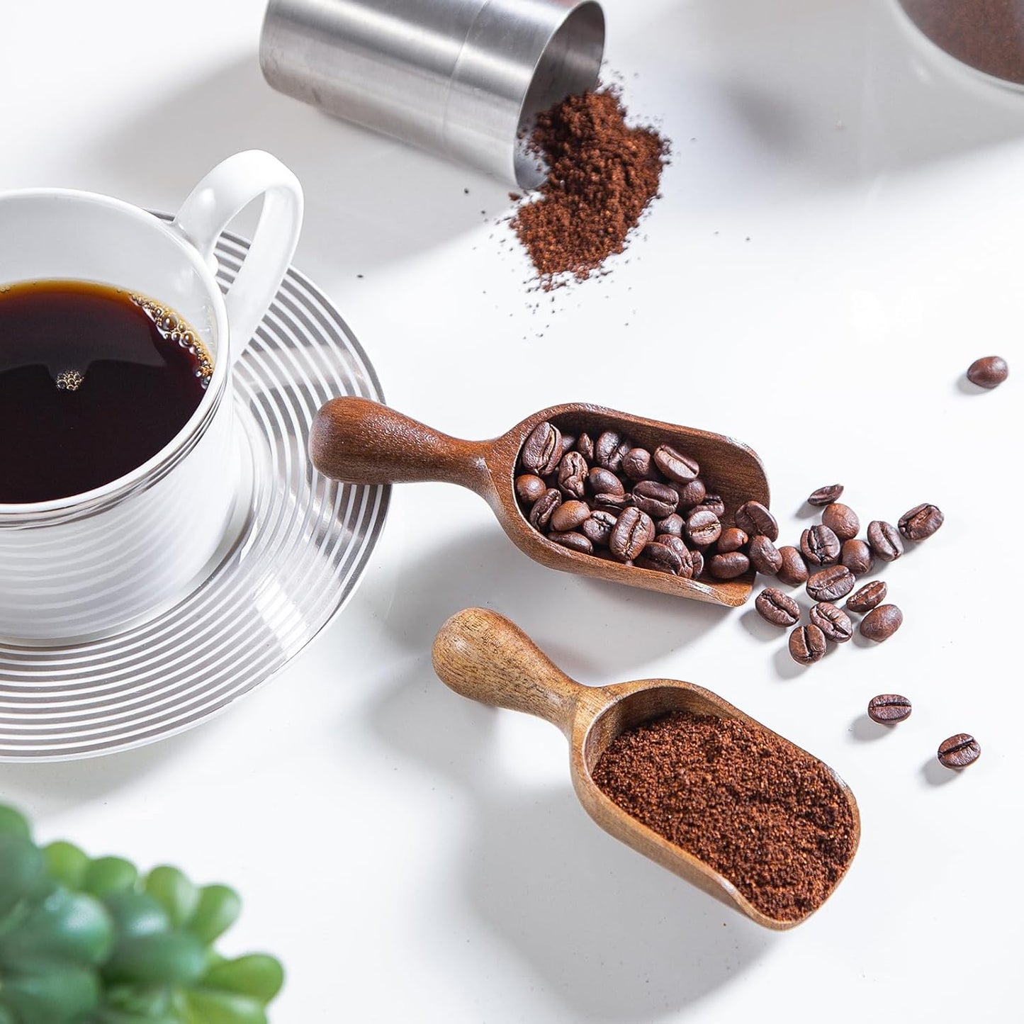 Wooden Scoops for Canisters 3PCS Small Wooden Scoop Acacia Wood Scoops for Jars Mini Coffee Scoops for Canisters for Ground Coffee Scoop for Seasoning Bath Salt Laundry Shovel-Multipurpose