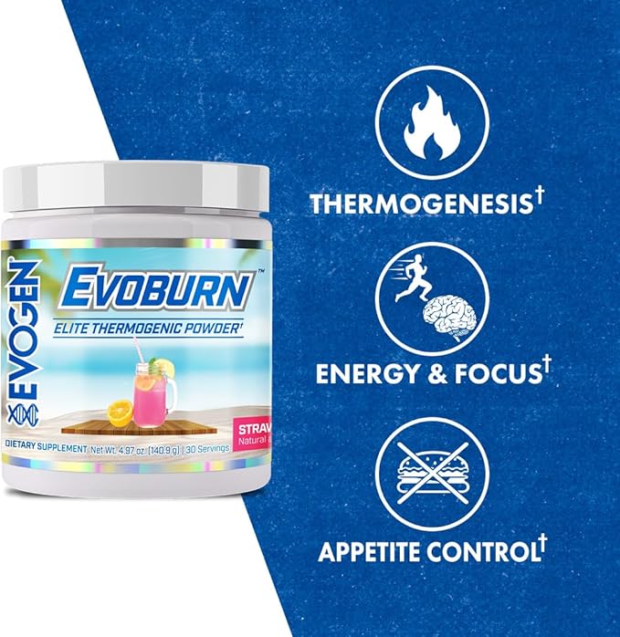 Evogen Evoburn - Thermogenic Fat Burner for Men & Women | Energy, Focus & Appetite Control | Advanced Metabolism Booster Fat Burner Formula with MitoBurn & Caffeine | Strawberry Lemonade | 30 Servings