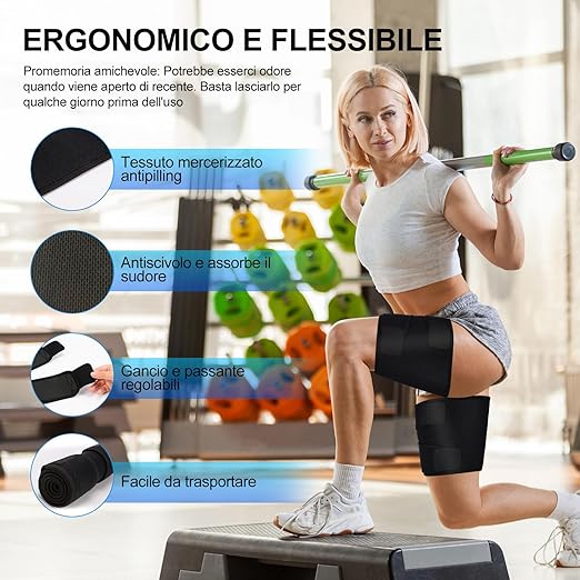 supregear Thigh Wraps Support, 2-Pack Non-Slip Compression Thigh Sleeve Hamstring Quad Wrap Adjustable Neoprene Upper Leg Brace Leg Slimmer for Women Men Pulled Groin Muscle, Quadriceps, Black, L