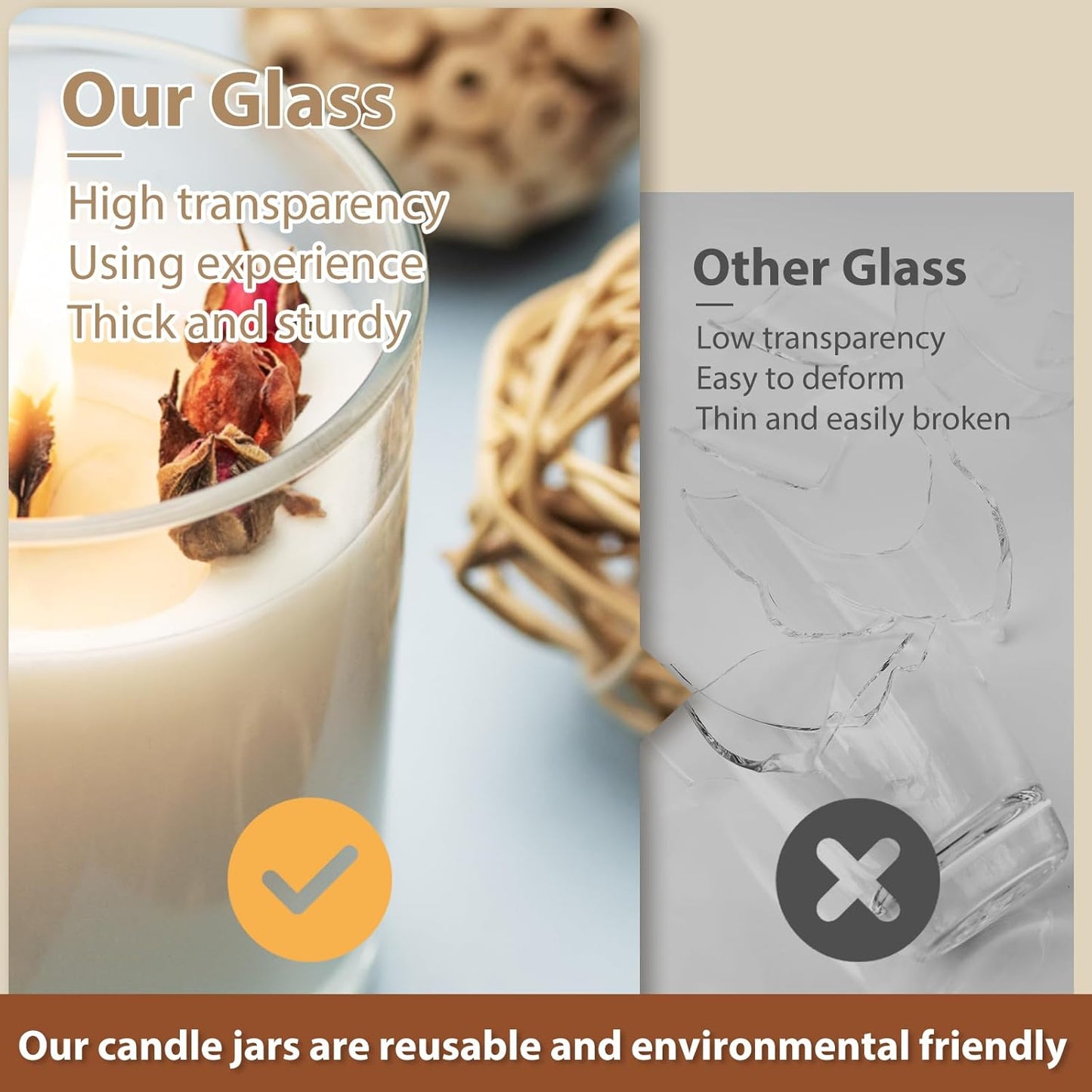 12 OZ Thick Candle Jars for Making Candles 12 Pcs, Empty Jars with Wood Lids for Spice Jars, Sample Container, Frosted White