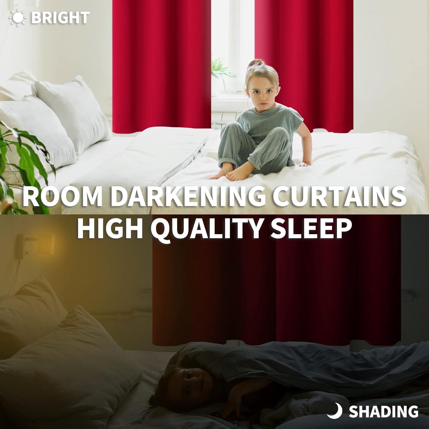 BGment Red Short Blackout Curtains 36 Inches Length for Kitchen Window - Rod Pocket Thermal Insulated Room Darkening Drapes Privacy for Bedroom Cafe Bathroom, 2 Panels, 42 x 36 Inch