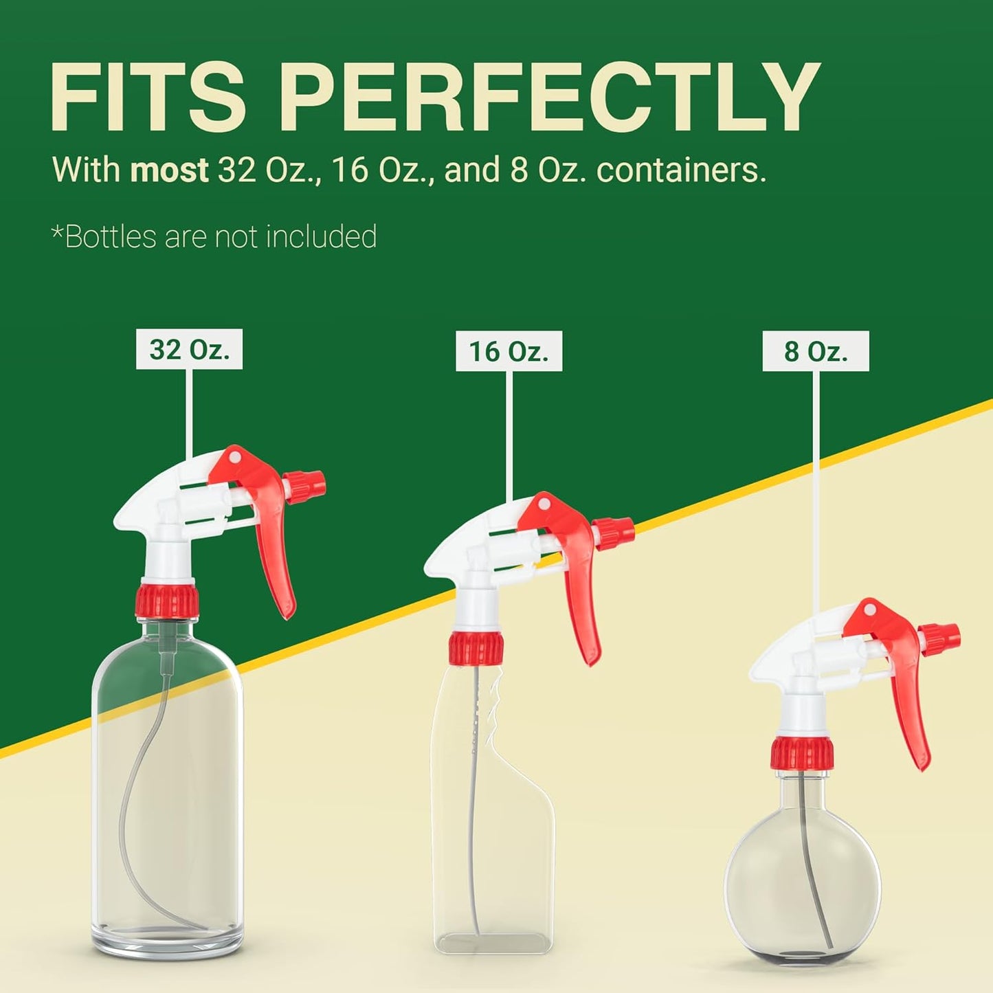 Heluva Green Spray Bottle Nozzle Replacement, Bottle Tops Only - Sprayer Nozzle Triggers for Heavy Duty, Commercial, Home Cleaning Solutions - Fits 8,16,24,32 oz Plastic & Glass Bottles, Red 13 pack