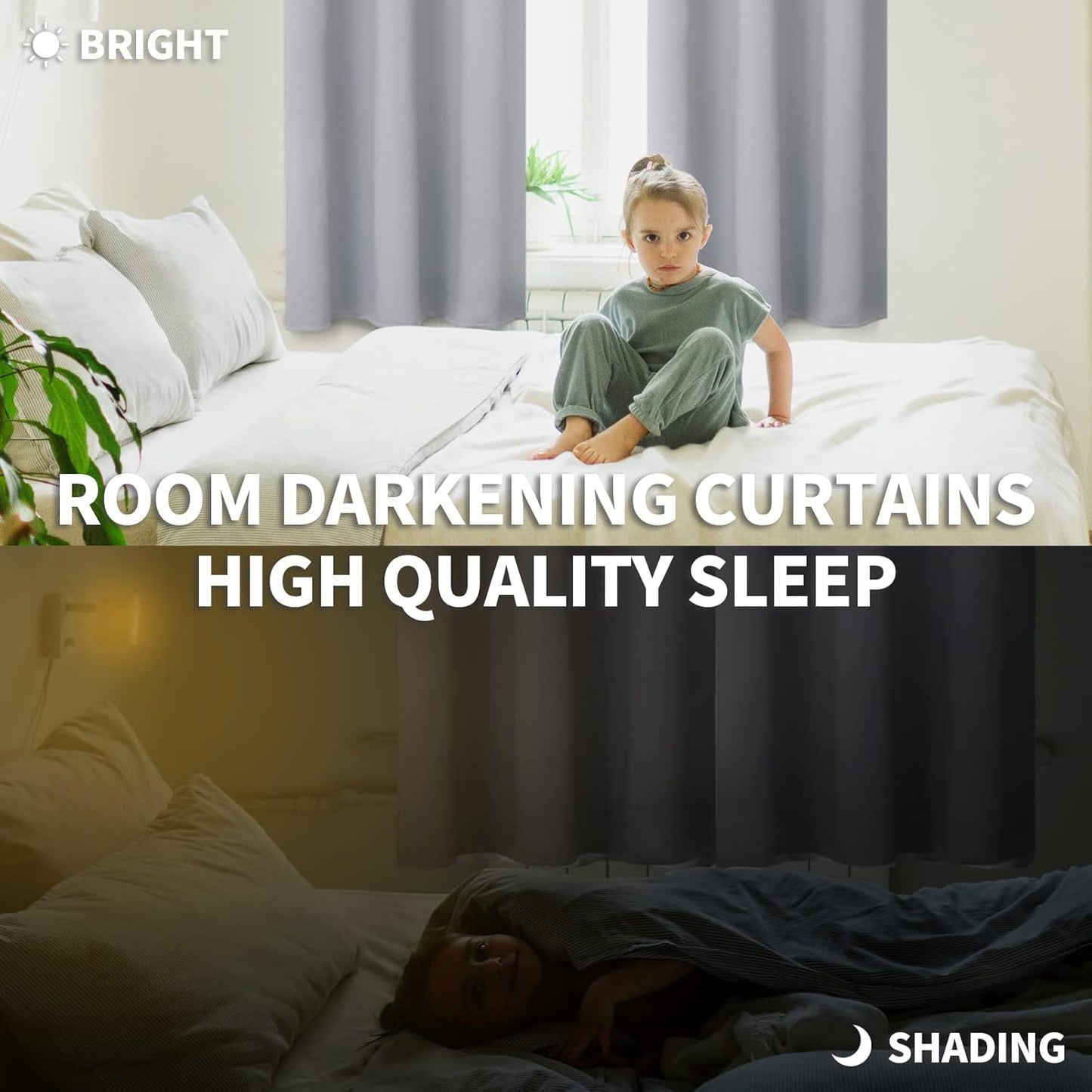 BGment Rod Pocket Blackout Curtains for Bedroom - Thermal Insulated Room Darkening Curtain for Living Room, 70 x 63 Inch, 2 Panels, Light Grey