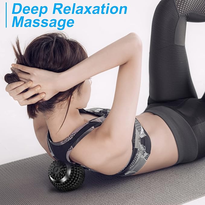 Uppye Vibrating Ball Massager, 4-Speed High-Intensity Fitness Lacrosse Ball, Mobility Ball for Workout Recovery, Deep Tissue Massager for Pain Relief and Trigger Point Treatment (Black)