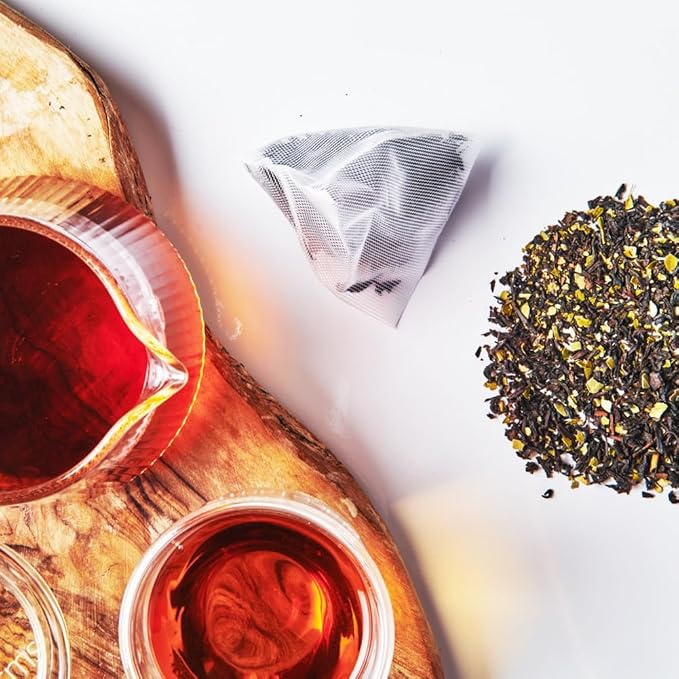 Grace Farms RISE Wellness Organic Tea Blend (100 Enveloped Pyramid Sachets w/ String & Tag) | Morning Energy & Focus | Earl Grey Crème with Adaptogenic Mushrooms and Ashwagandha | Fairtrade and Kosher | Gives Back 100% of Profits