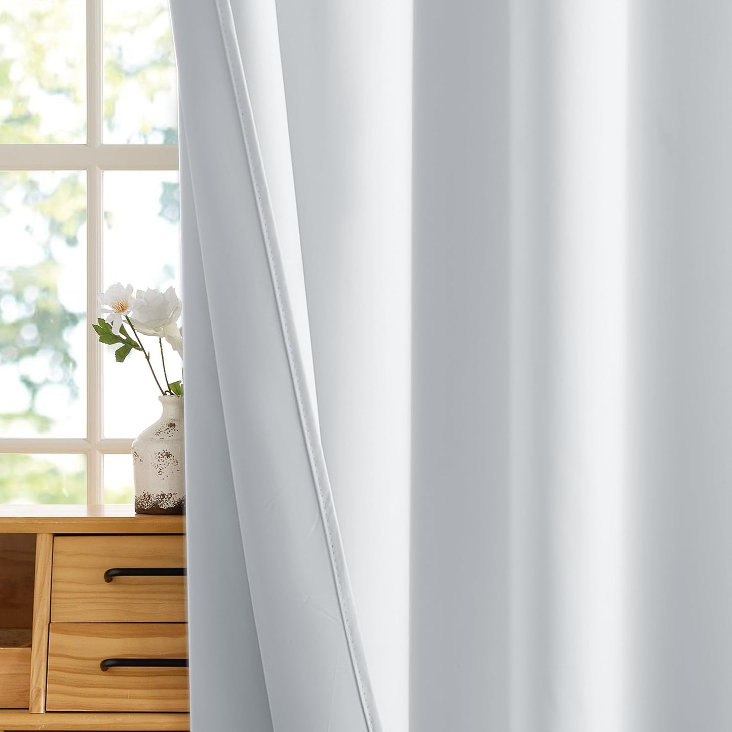 RYB HOME White Short Blackout for Small Window 45 inches Length, Thermal Insulated 100% Blackout Noise Reducing Window Shades for Bedroom Office, 29 inches Wide by 45 inches Long