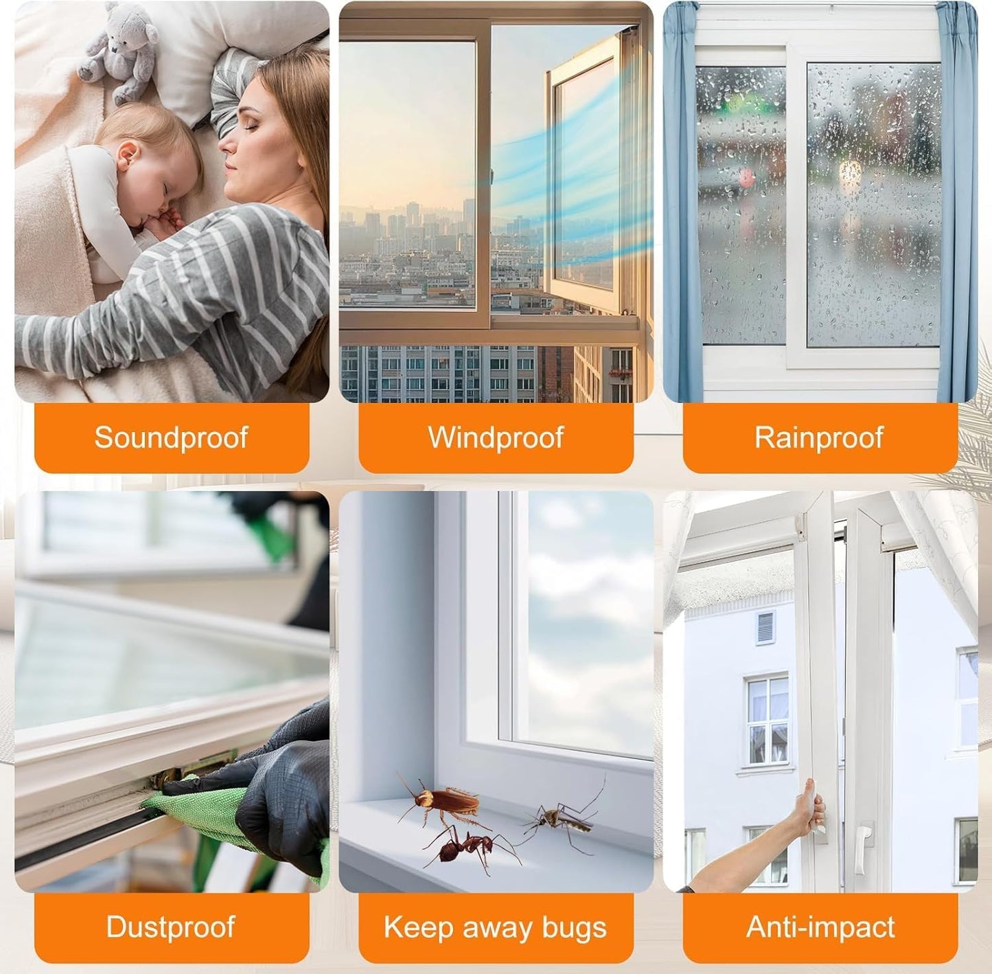 16.5FT Brush Weather Stripping, Neat Pile Self Adhesive Seal Strip for Windows and Door, Weatherstrip for Soundproofing, Windproof, Dustproof, Stronger Stickiness, 0.35'' Wide x 0.35'' Thick, Grey