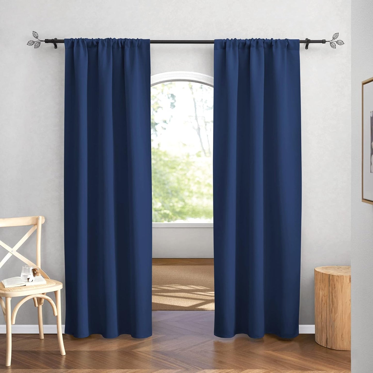 RYB HOME Navy Blue Blackout Curtains 84 inches Long - Country Curtains Window Decor Sunlight Shade Blind for Sliding Glass Door Family Room Living Room Cabin, 42 inches Wide x 84-inches Long, 2 Pcs