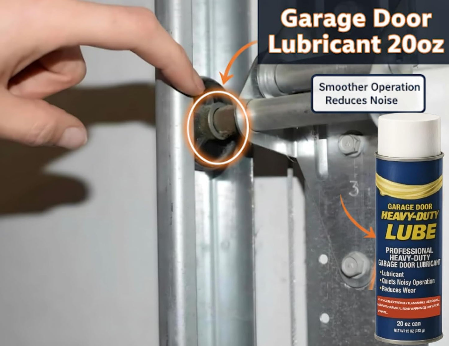 Premium Heavy-Duty Garage Door Lubricant 20oz – Long-Lasting, Multi-Purpose Rust Preventative – Water-Resistant Lube for Springs, Rollers, Hinges & Locks