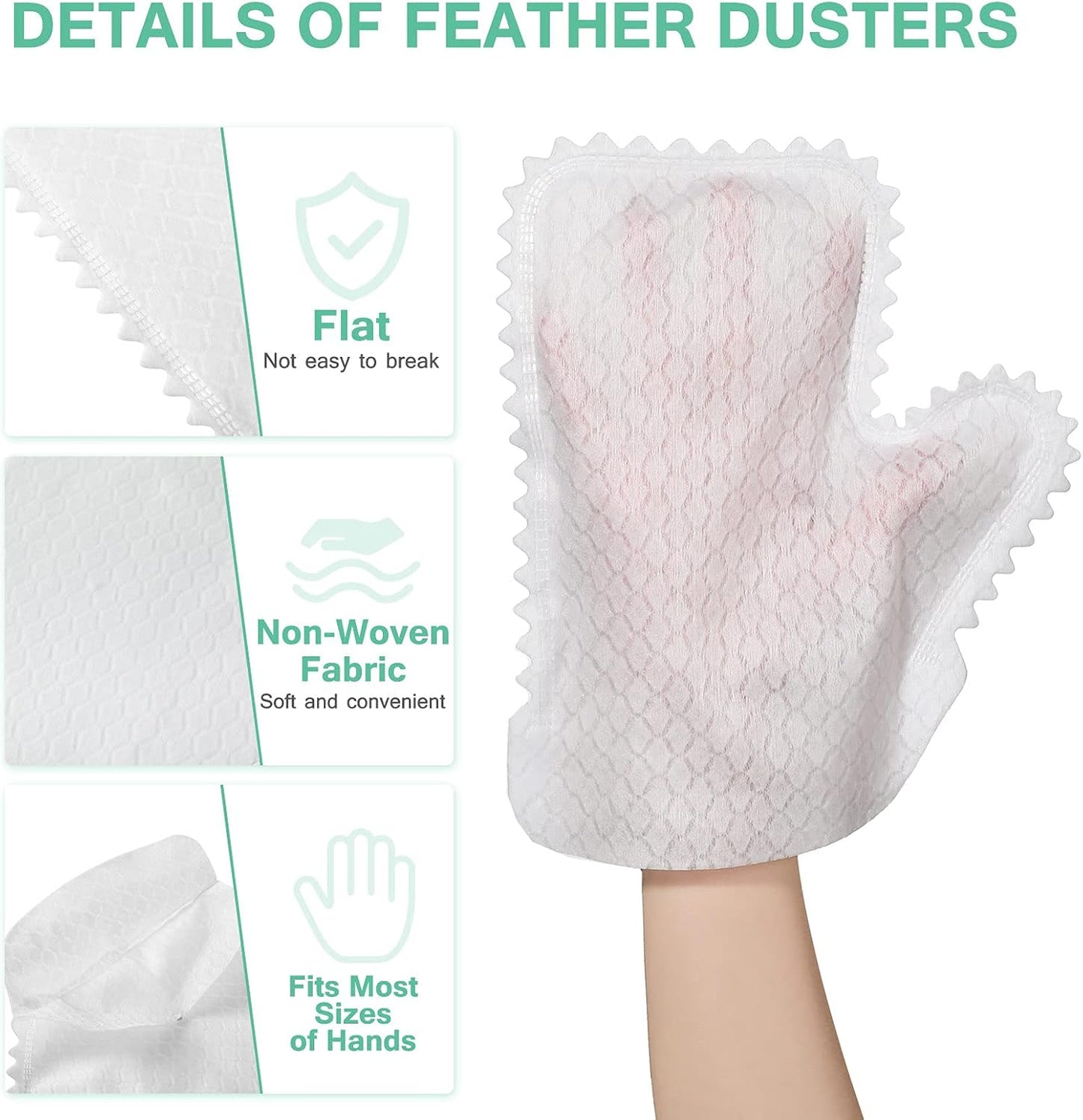 60 Pieces White Microfiber Dusting Gloves Artisan Dusting Mitt Microfiber Cloth Replaces Dust Wipes Feather Dusters for Locks in Dust Pet Hair Sensitive Cleaning Possible Dual-Sided Disposable