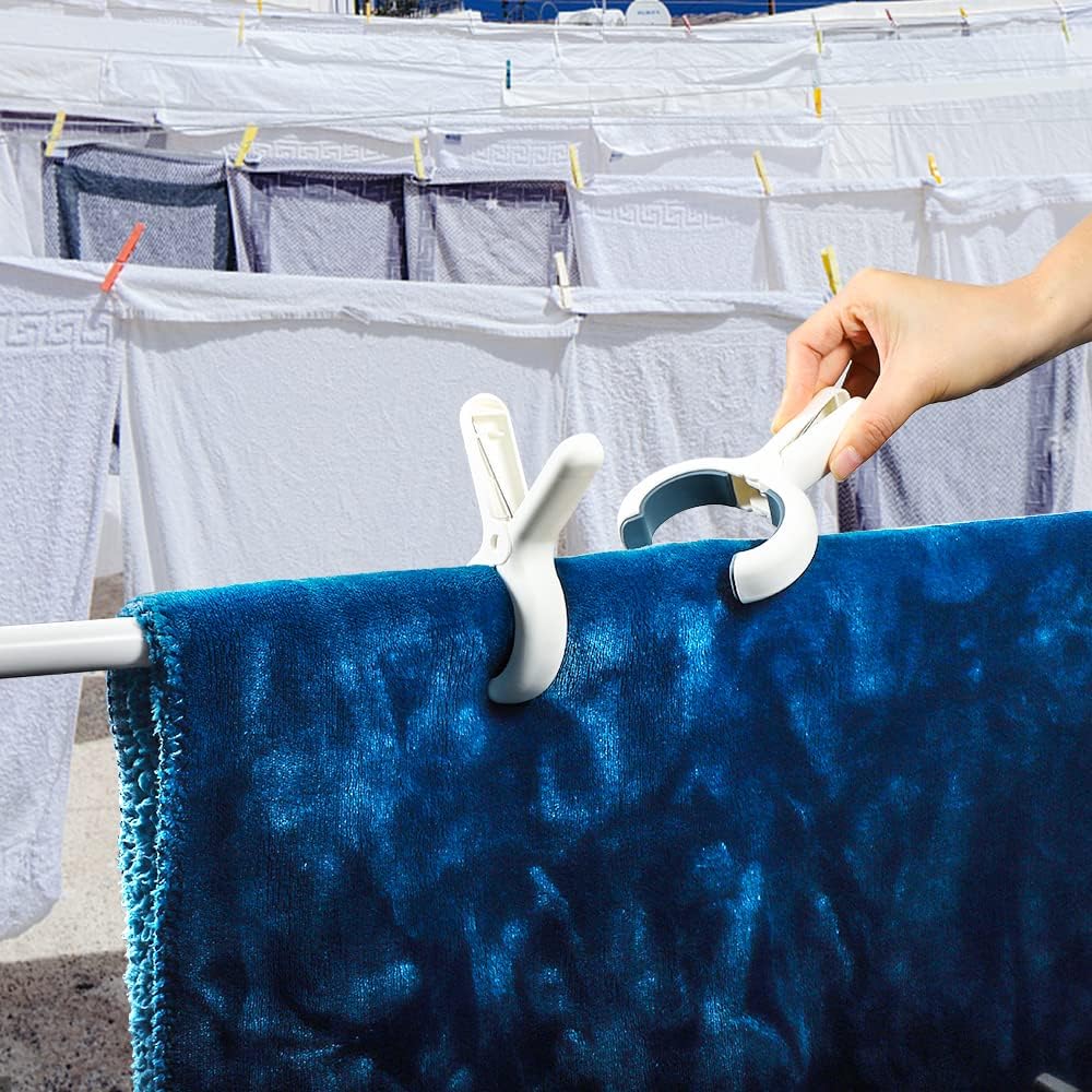 Beach Towel Clip,6 PCS Large Cloth Pins, Quilt Drying Clip, Plastic Clothespins, Strong Grip Holder to Dry Laundry on Clothesline and Hanging Rack