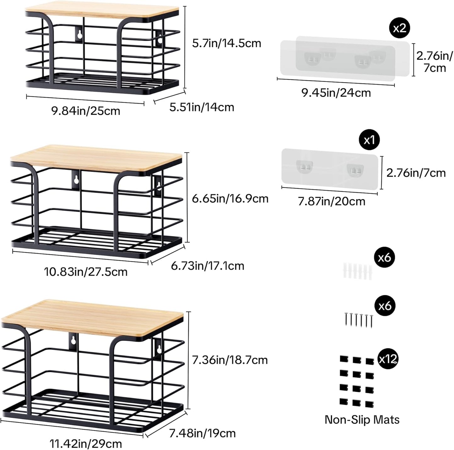3 Pack Stackable Pantry Organizer,Stainless Steel Trash Bag Holder Dispenser,Kitchen Storage Organization for Kitchen Counter Sink,Laundry Room,Pantry, Black