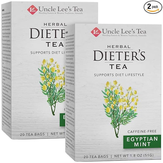 Uncle Lee’s Herbal Dieter’s Tea, Egyptian Mint – Senna Tea with Dandelion Root, Mint & Orange Peel, Natural Laxative, Caffeine-Free Tea Bags, 20 Count Ea (Pack of 2)