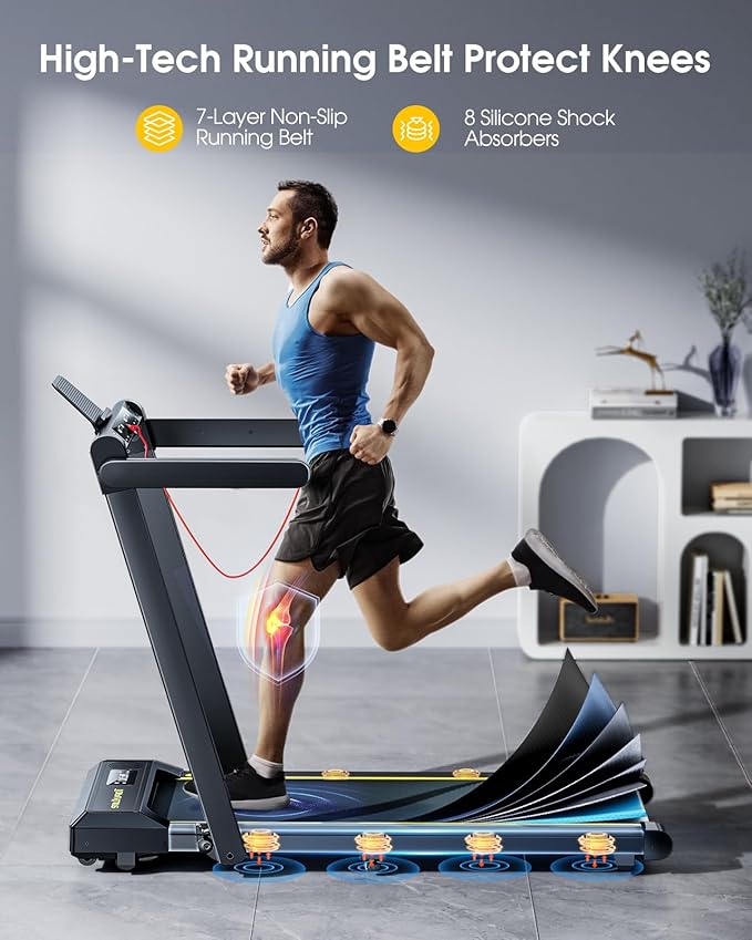 Walking Pad Treadmill with 12% Incline, 4 in 1 Folding Treadmill for Home/Office with Handle Bar, 2.5HP Under Desk Treadmills Portable Walking Pad with App & Bluetooth Speaker, 0.6-10MPH