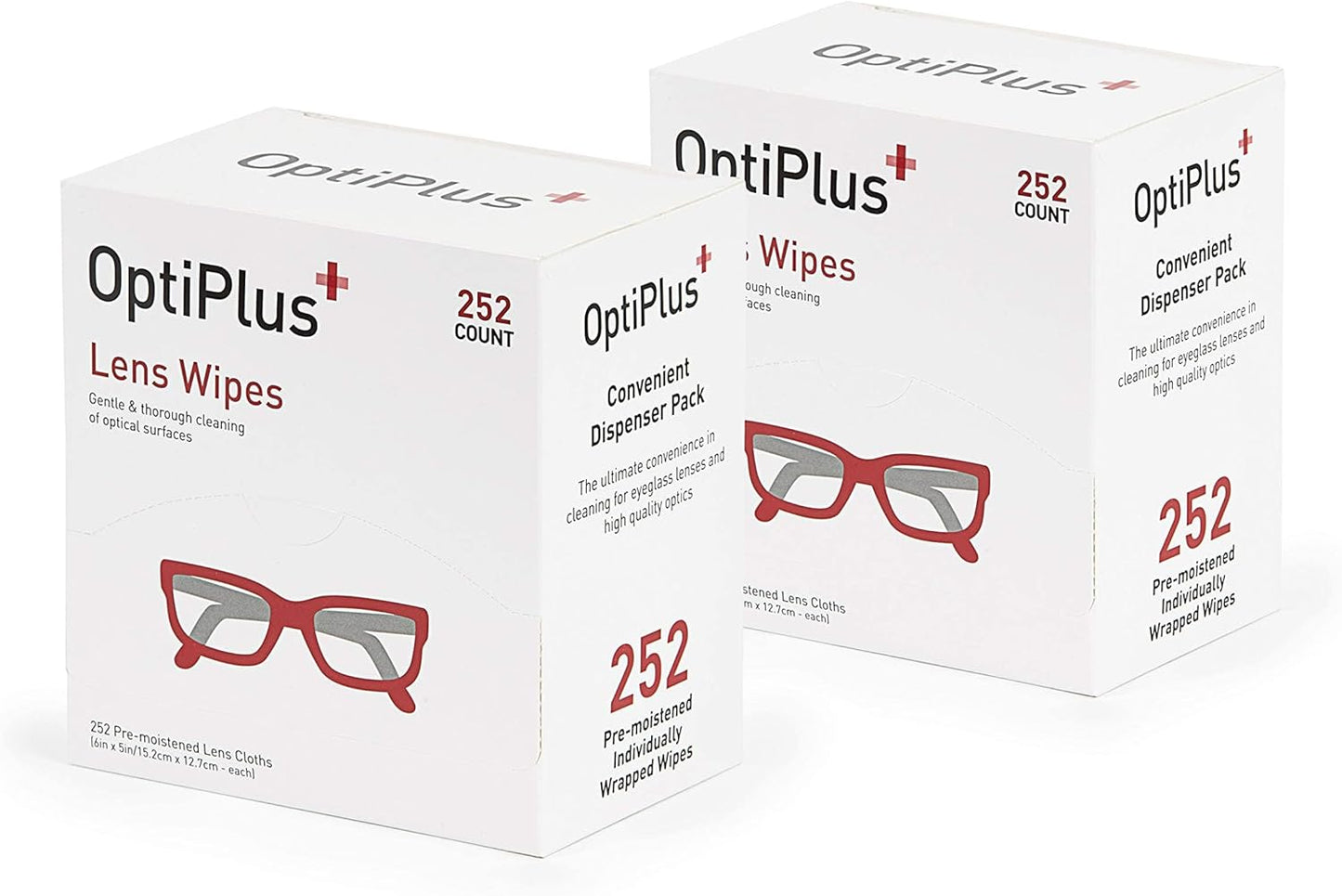 OptiPlus Eyeglass Lens Wipes l Pre-Moistened l Cleaning Wipes for Glasses, Smart Phones, Optical Lens, Goggles, and Watch Screen l Quick-Dry & Scratch-Free | 252 Count (504 Count (Pack of 1))