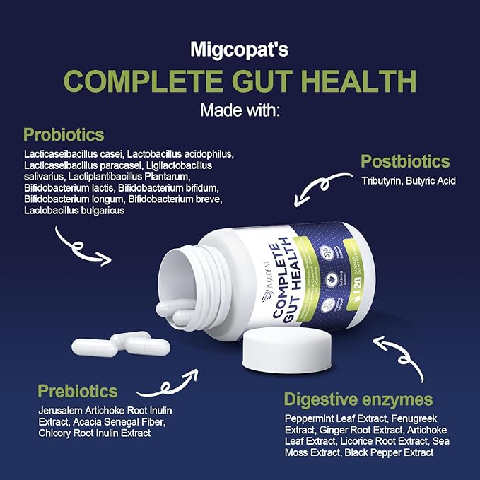 Probiotics for Digestive Health, 80 Billion CFU Probiotics, Prebiotics, Postbiotics & Digestive Enzymes, Gut Health Capsules with Berberine, Cinnamon, L-Glutamine, for Men & Women, 240 Counts