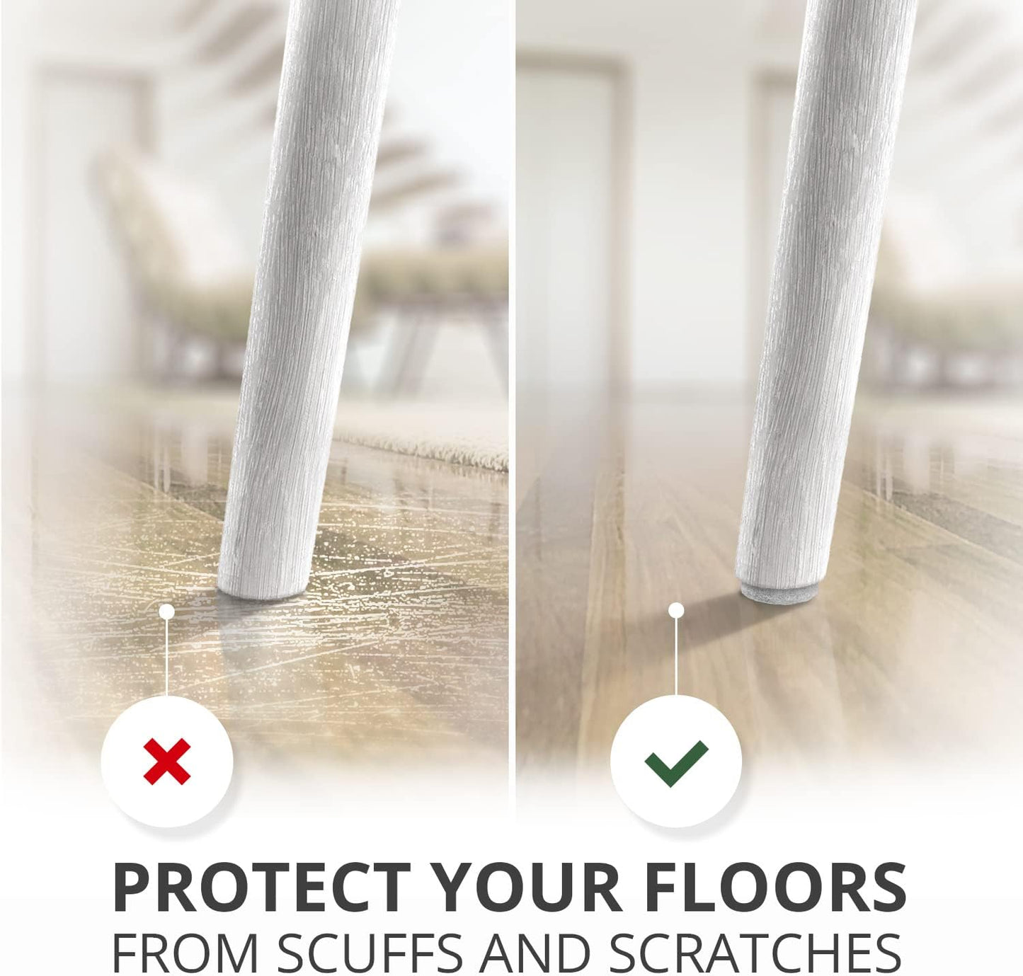 357 pcs White Felt Furniture Pads X-Protector! Huge Quantity of Furniture Pads for Hardwood Floors with Many Big Sizes – Your Ideal Wood Floor Protectors for Furniture. Protect Any Type of Hard Floor!