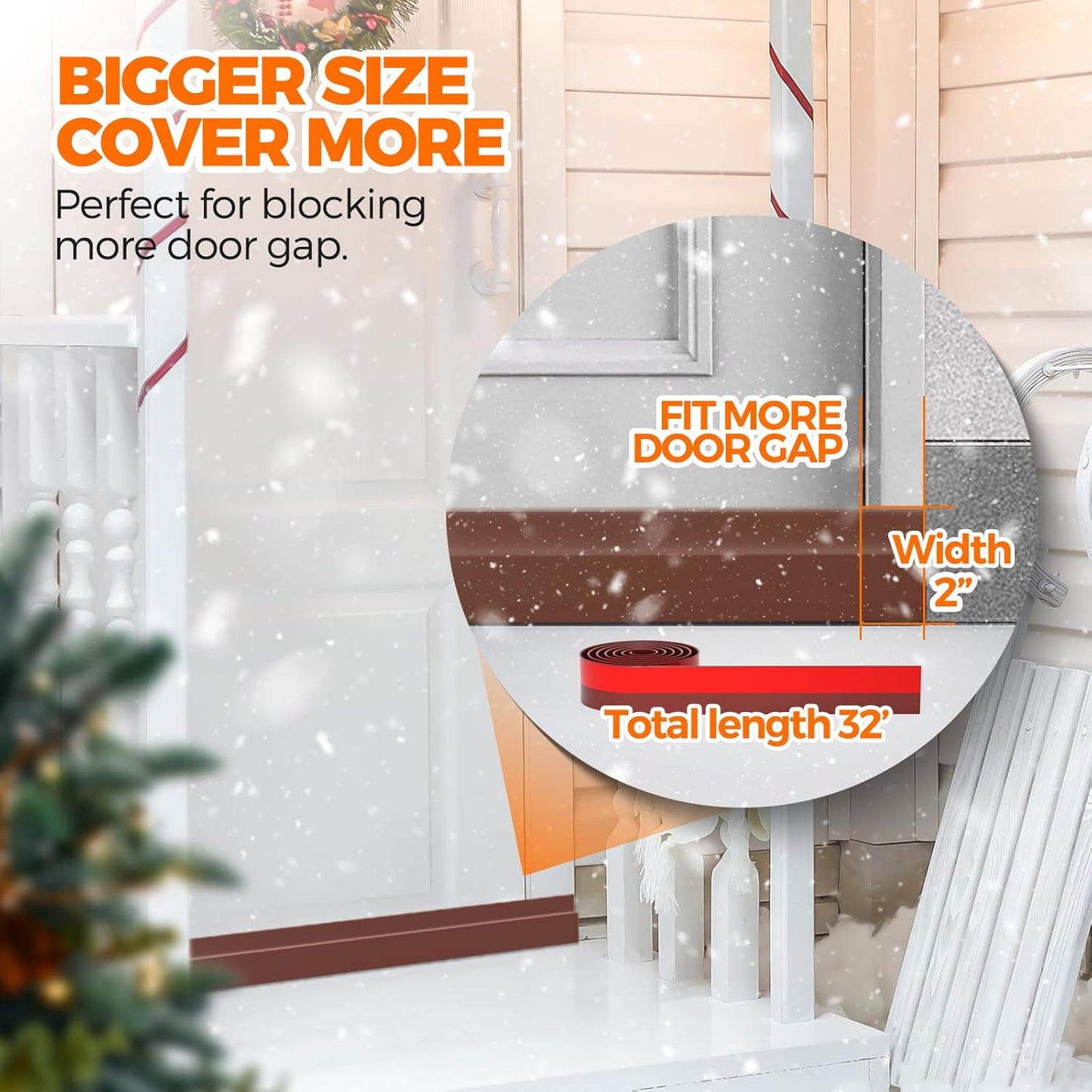 Holikme Door Draft Stopper Under Door Draft Blocker Insulator Doors Sweep Weather Stripping Noise Stopper Strong Adhesive, Brown