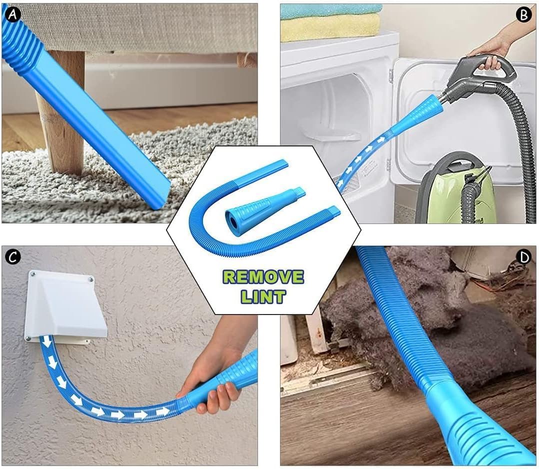 Sealegend 15-Piece 25-Feet Dryer Vent Cleaner Kit, Dryer Cleaning Tools, Omnidirectional Dryer Lint Vacuum Attachment, Dryer Vent Brush, Universal Vacuum & Dryer Adapters (Blue)