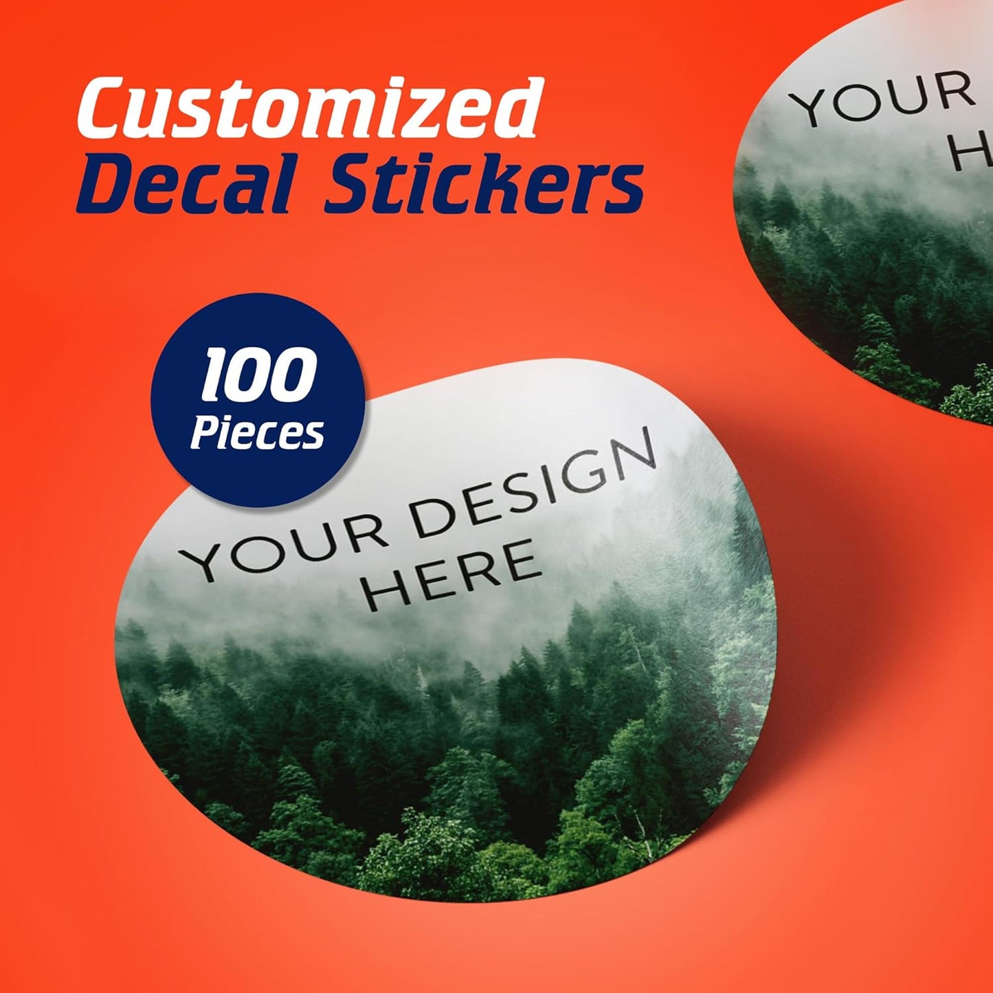 100 Custom Vinyl Stickers - Upload Your own Image, Text, Design, Logo - Personalized Logo Labels for Handmade, Packaging, Bottle, Jars, Candle, Brand Stickers (Foggy Valley, 5x5)