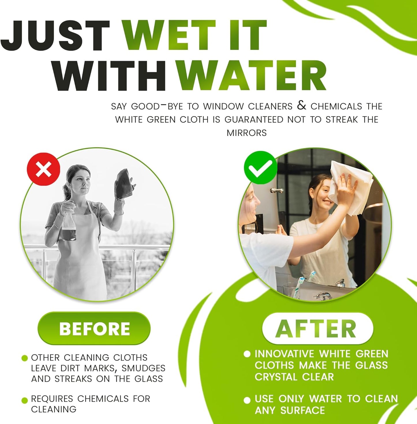 1-Pack Reusable Cleaning Cloth for Streak-Free Windows, Mirrors & All-Purpose Cleaning – Chemical-Free, Absorbent, Non-Abrasive, 16" x 16" White Cleaning Rag, Made in The USA