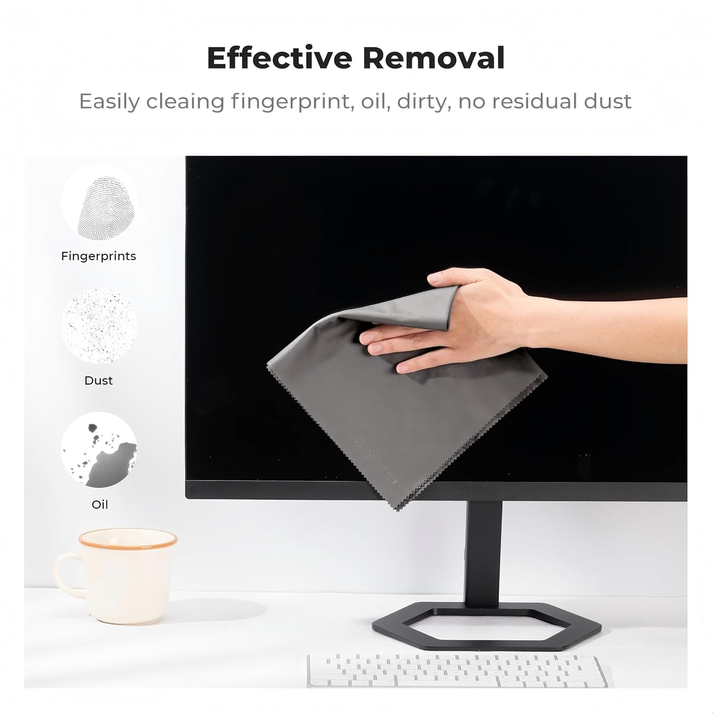 4 Pack 16''x16'' Extra Large Microfiber Cleaning Cloths, K&F Concept Oversized Microfiber Cloths for TV Screen, Electronics, Laptops, Telescope, Computers, Eyeglasses, Gray