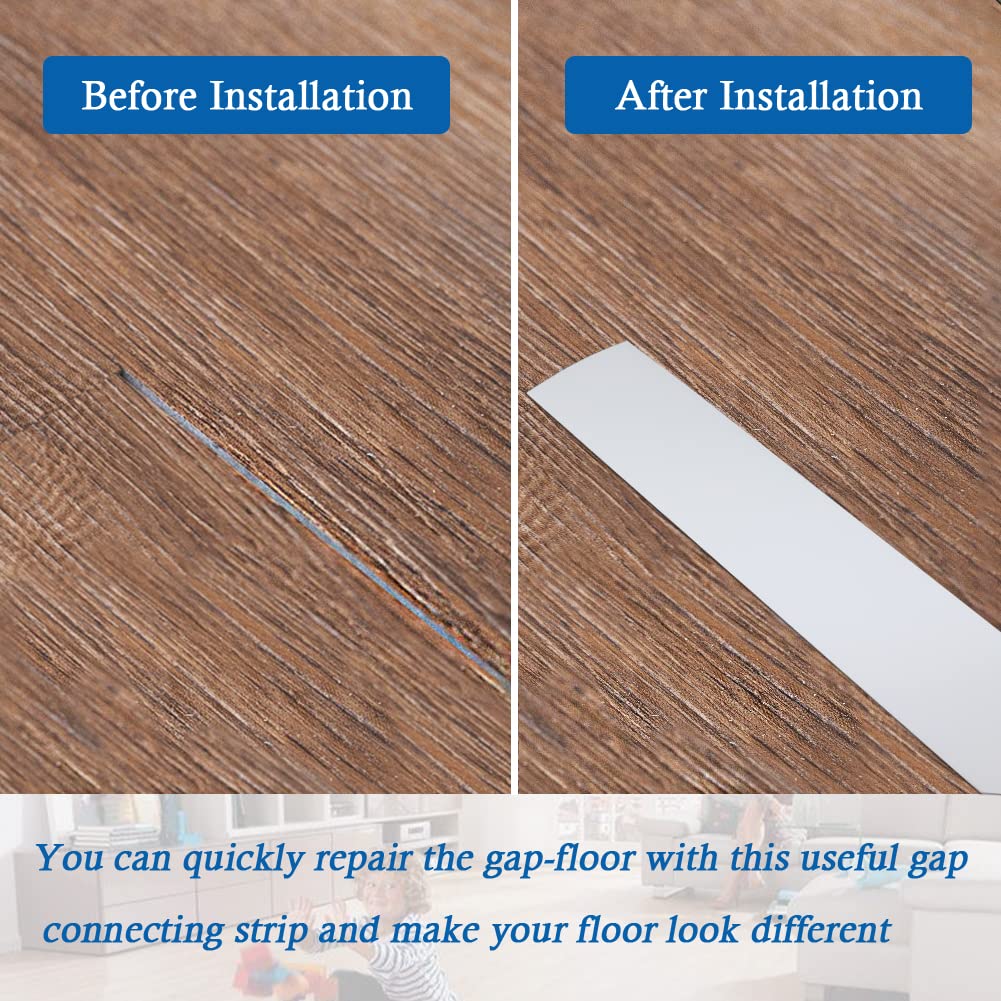 Floor Transition Strip Self Adhesive Floor Cover Strips Laminate 3" Wide Vinyl Flat Divider Transitions (7.5cm, 6.56Ft, White)