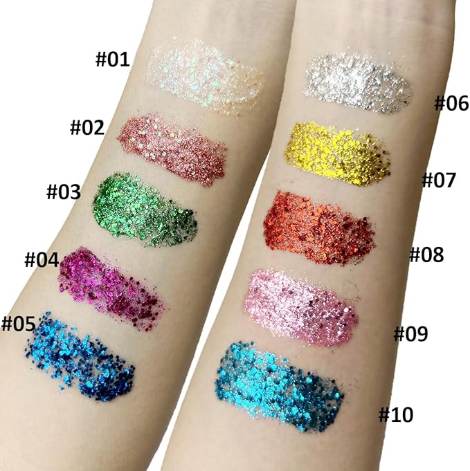 Mysense Iridescent White Body Glitter Gel, Mermaid Face Glitter Makeup, Concert Music Festival Rave Accessories for Face Eye Hair, Sparkling Glitter Face Paint for Women, 30g
