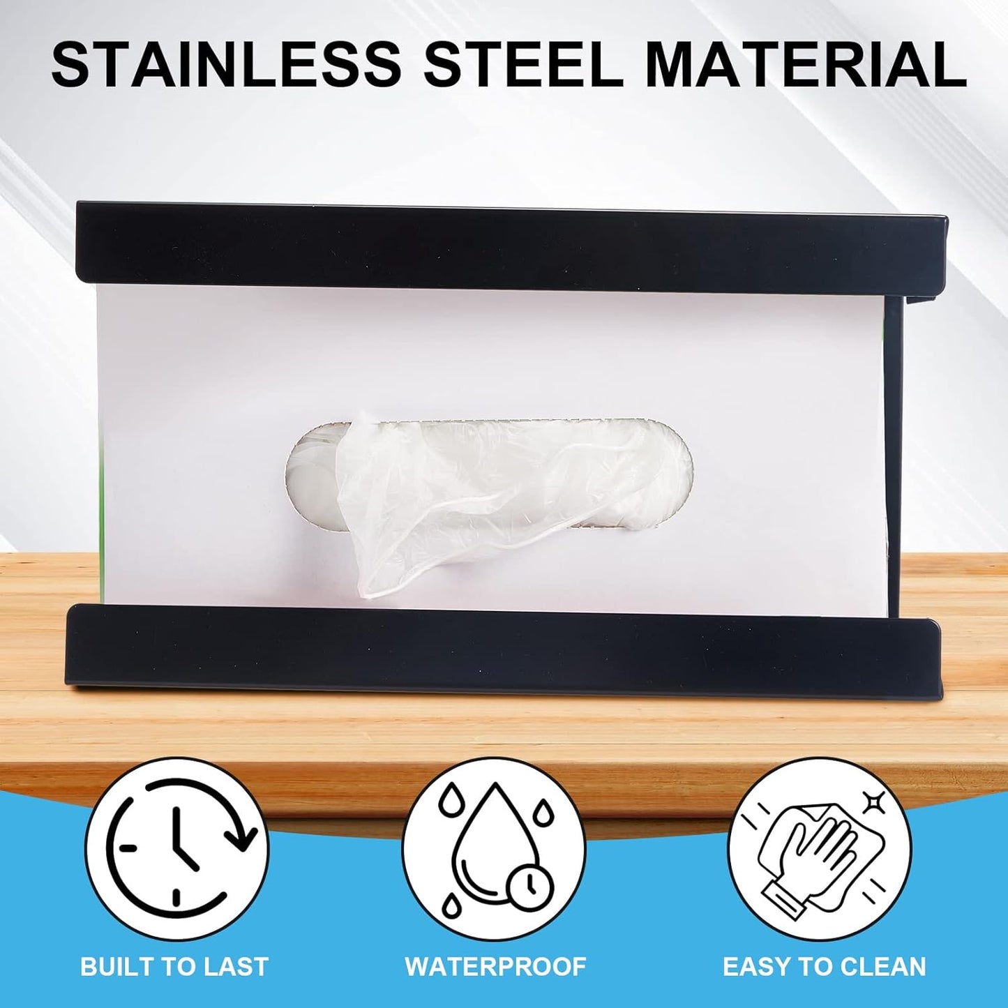 Lounsweer 2 Pcs Magnetic Glove Dispenser Holders Wall Mount Boxes of Gloves Commercial Quality Towels Wipes Paper Tissue Box Holder Kitchen Fridge Office Workshops Garage Tool Hospital(Black)